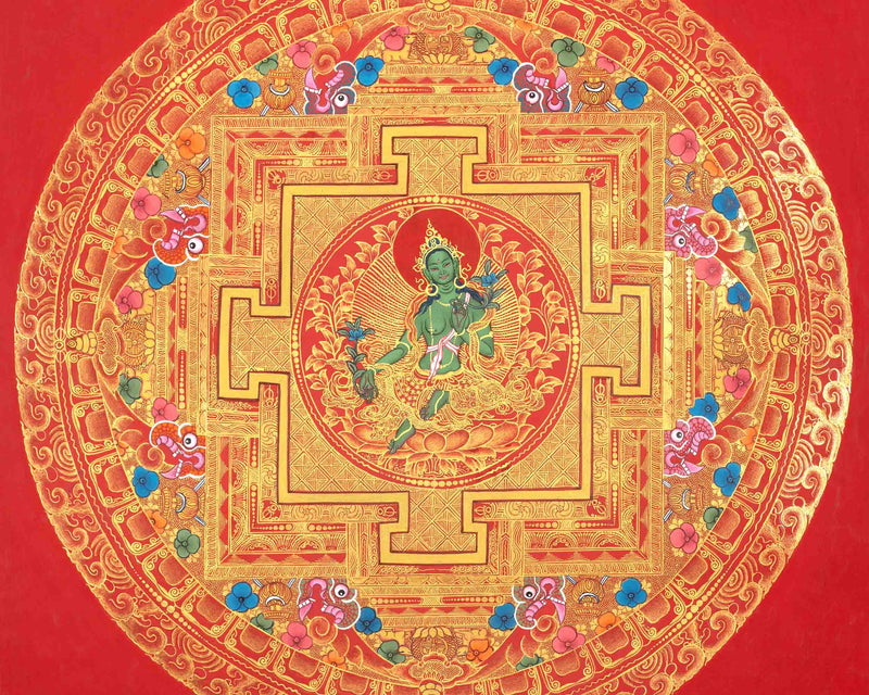 White Tara Mandala | Traditional Buddhist Art | Tibetan Wall Decoration Painting