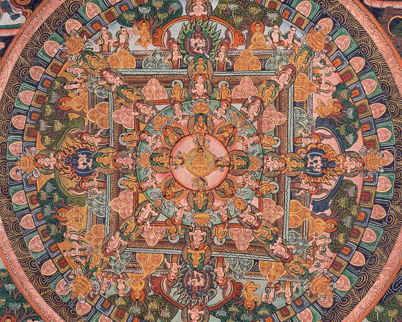 Vintage Buddha Mandala: Path to Enlightenment | Art Painting for Meditation and Good Luck to house | Wall Decoration Painting | Zen Buddhism