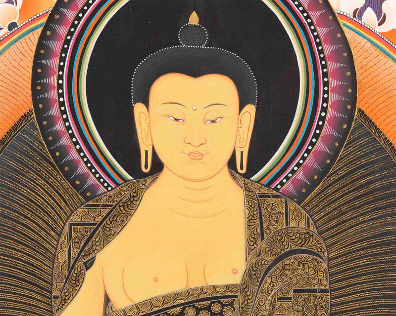 Original Hand Painted Shakyamuni Buddha Thangka With Dipankar Buddha & Maitreya Buddha |