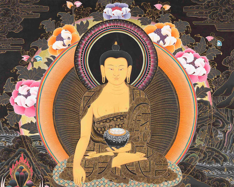 Original Hand Painted Shakyamuni Buddha Thangka With Dipankar Buddha & Maitreya Buddha |