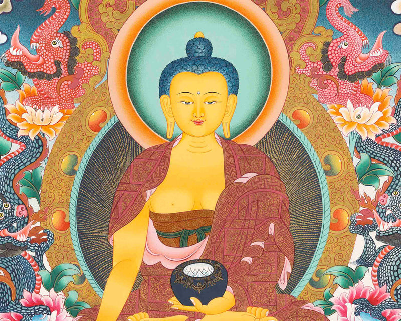 Shakyamuni Buddha Thangka Painting| Original Hand-Painted Tibetan Thangka Art|