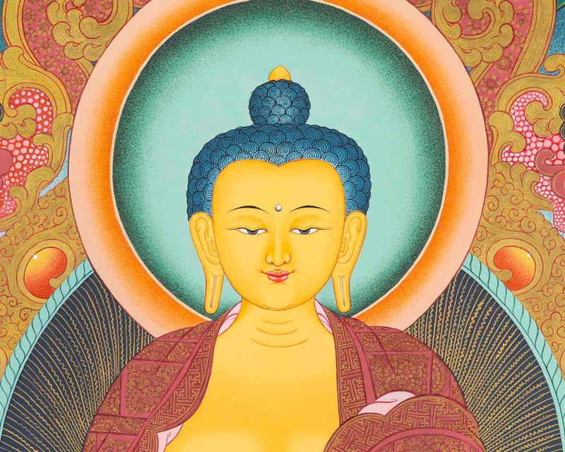 Shakyamuni Buddha Thangka Painting| Original Hand-Painted Tibetan Thangka Art|