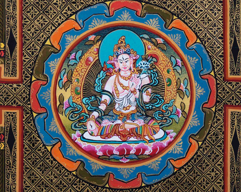 Bodhisattva Tara Thangka Mandala for Good luck | Traditional Painting | Buddhist Bodhisattva Dolma |