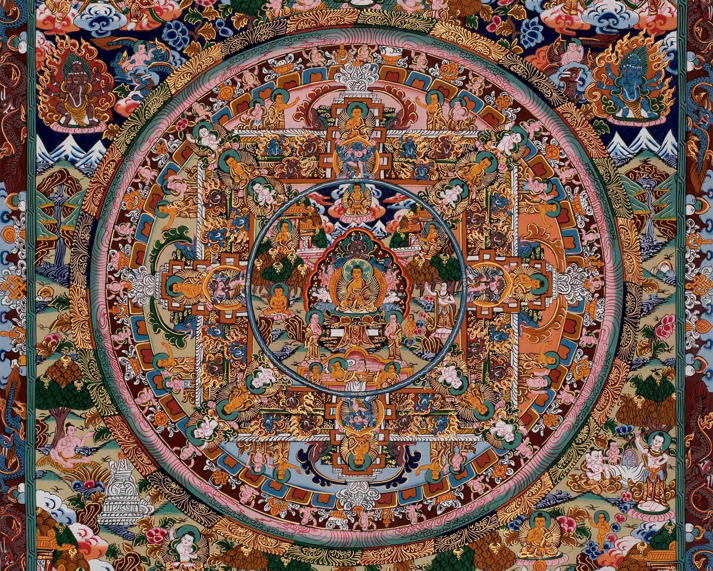 Buddha Mandala Thangka | Hand-painted Tibetan Thangka for Wall Hanging