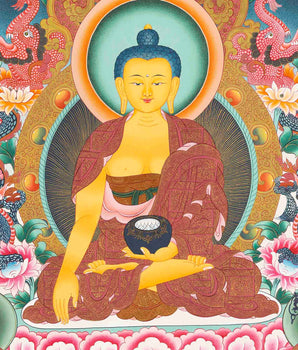 Shakyamuni Buddha Thangka Painting| Original Hand-Painted Tibetan Thangka Art|