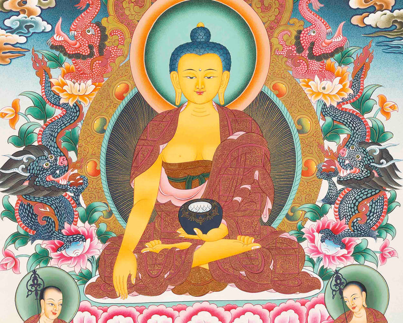 Shakyamuni Buddha Thangka Painting| Original Hand-Painted Tibetan Thangka Art|