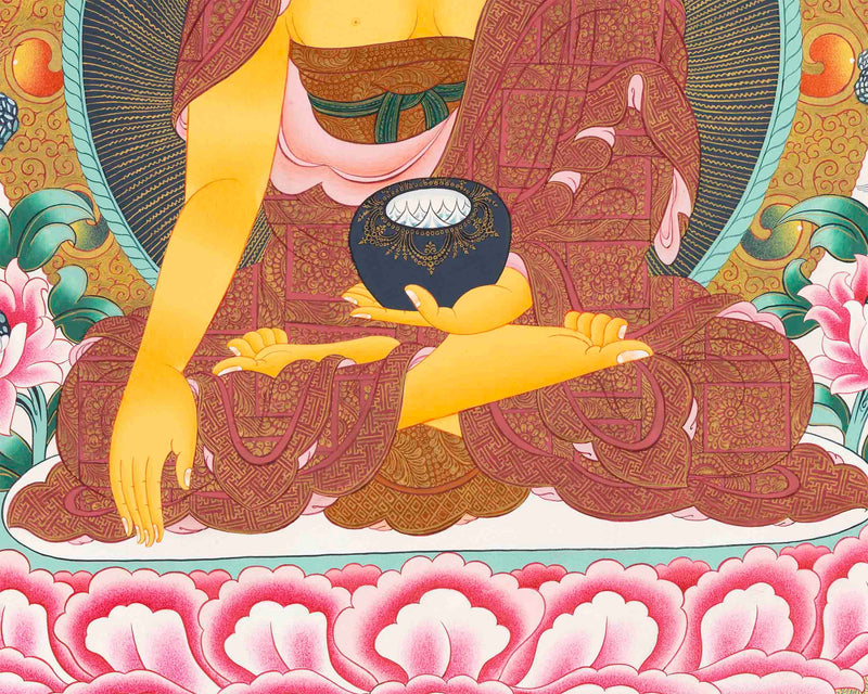 Shakyamuni Buddha Thangka Painting| Original Hand-Painted Tibetan Thangka Art|