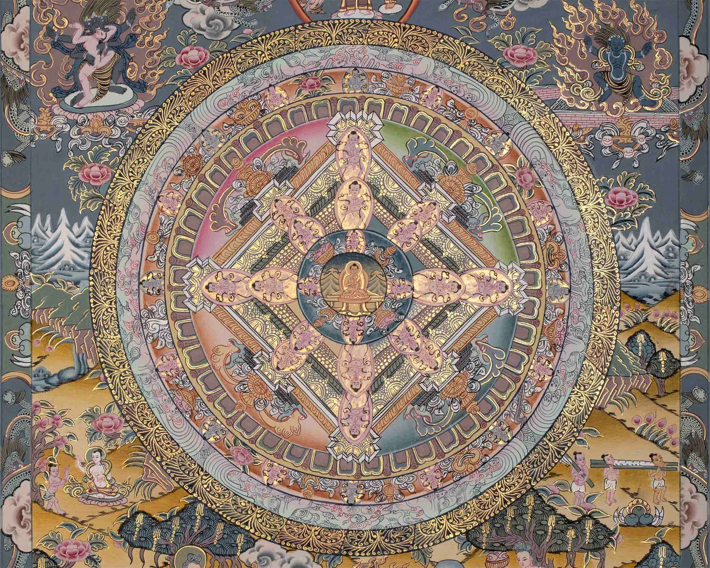 Buddha Mandala Thangka | Hand-painted Tibetan Thangka for Wall Hanging