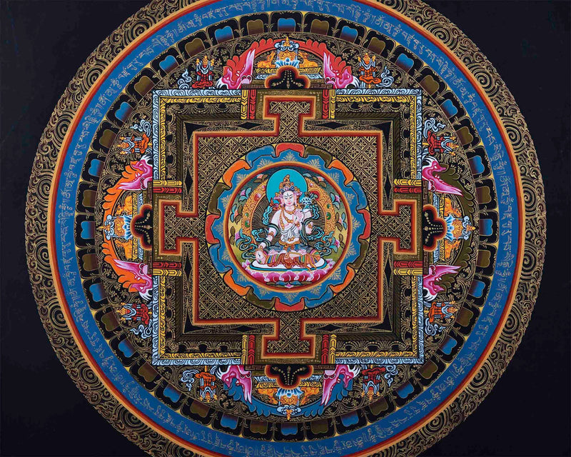 Bodhisattva Tara Thangka Mandala for Good luck | Traditional Painting | Buddhist Bodhisattva Dolma |