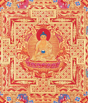 Shakyamuni Buddha, White Tara & Lokeshvara Mandala Thangka | Tibetan Buddhist Art