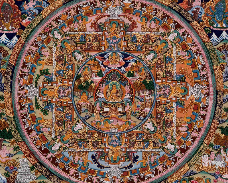 Buddha Mandala Thangka | Hand-painted Tibetan Thangka for Wall Hanging