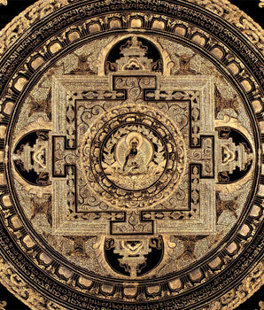 Black and Gold Style Shakyamuni Buddha Mandala | Wall Hanging Meditation Art