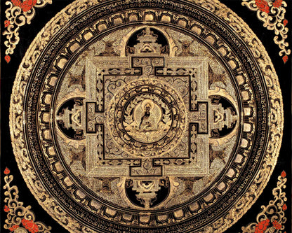 Black and Gold Style Shakyamuni Buddha Mandala | Wall Hanging Meditation Art