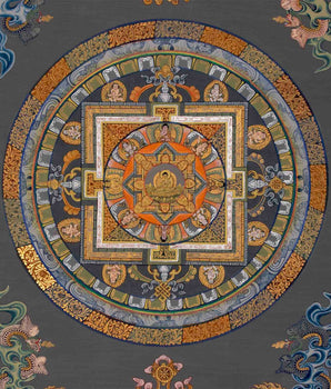 Vintage Buddha Mandala | Hand-Painted Tibetan Art for Yoga and Meditation