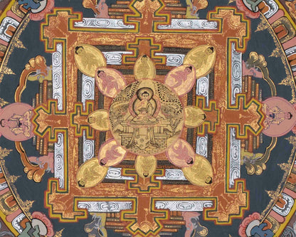 Vintage Buddha Mandala Thangka | Tibetan Buddhist Thangka | Spiritual Gifts