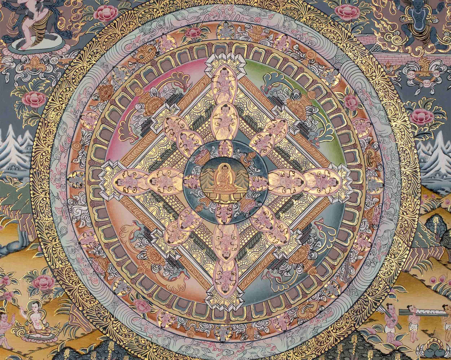 Buddha Mandala Thangka | Hand-painted Tibetan Thangka for Wall Hanging