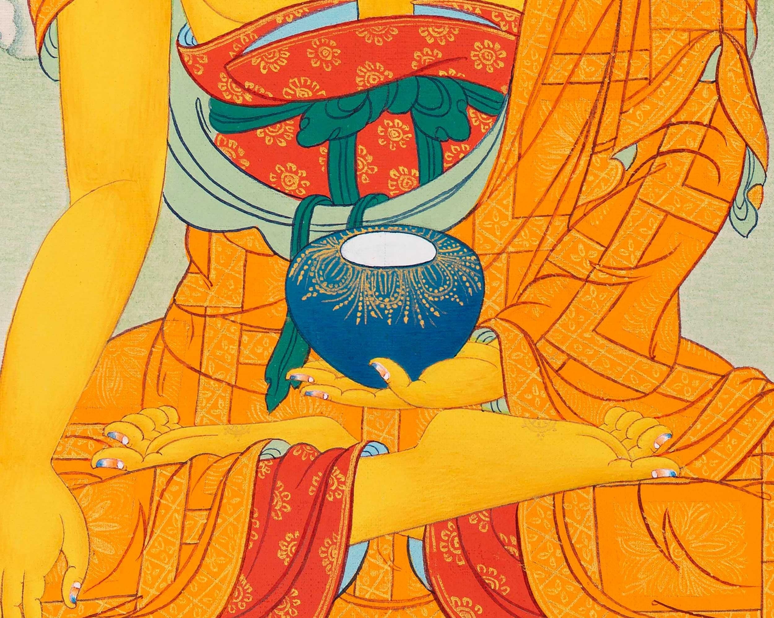 Hand-Painted Shakyamuni Buddha Thangka Print for Spiritual Awakening | Digital Thangka Print