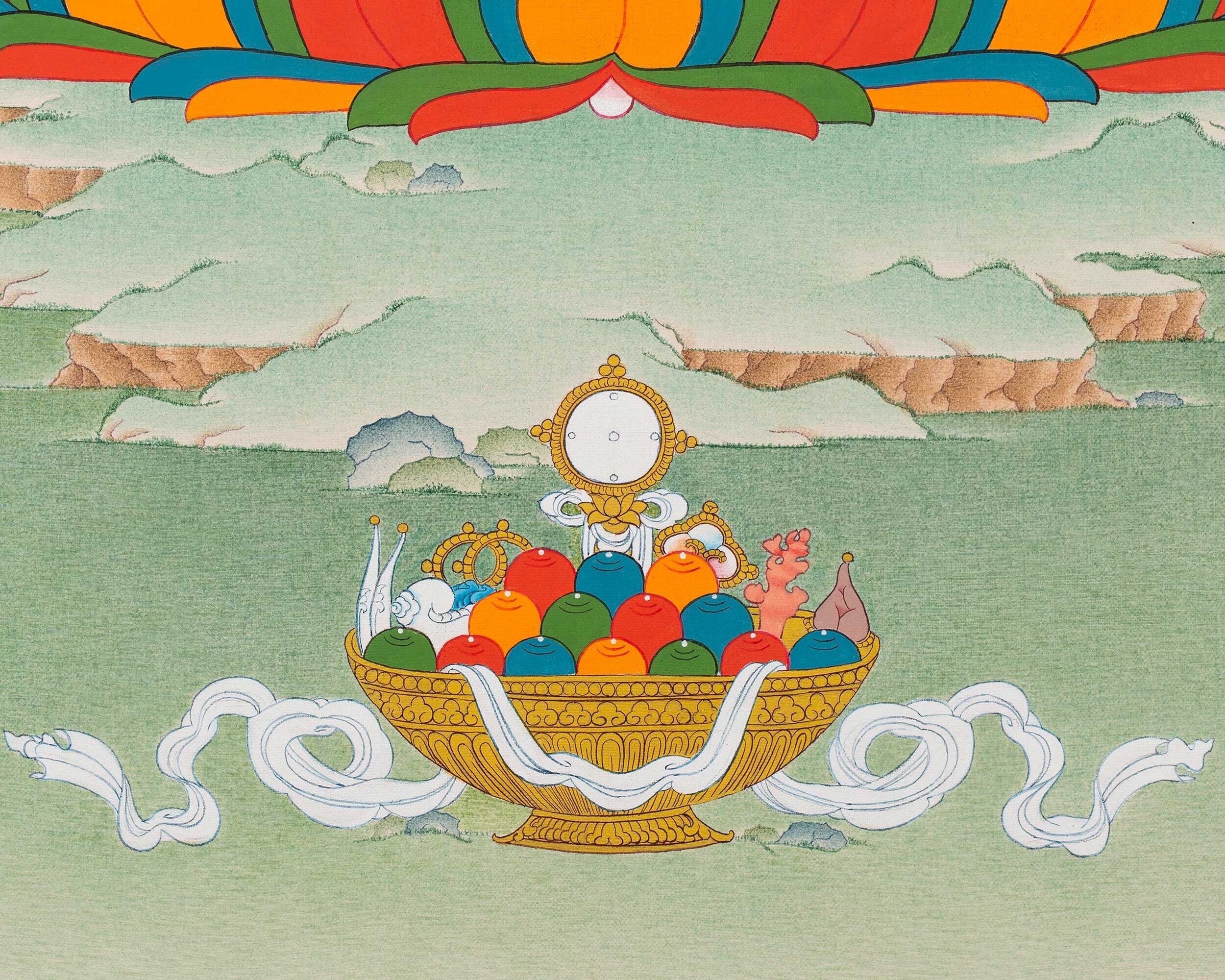 Hand-Painted Shakyamuni Buddha Thangka Print for Spiritual Awakening | Digital Thangka Print