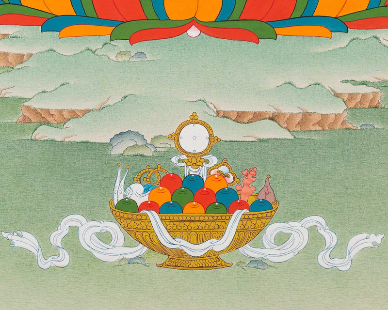 Hand-Painted Shakyamuni Buddha Thangka Print for Spiritual Awakening | Digital Thangka Print