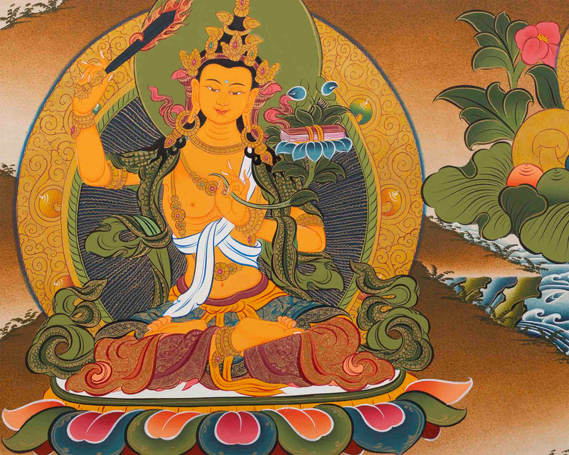 Large Chenrezig Thangka Painting | Avalokiteshvara Tibetan Wall Hanging