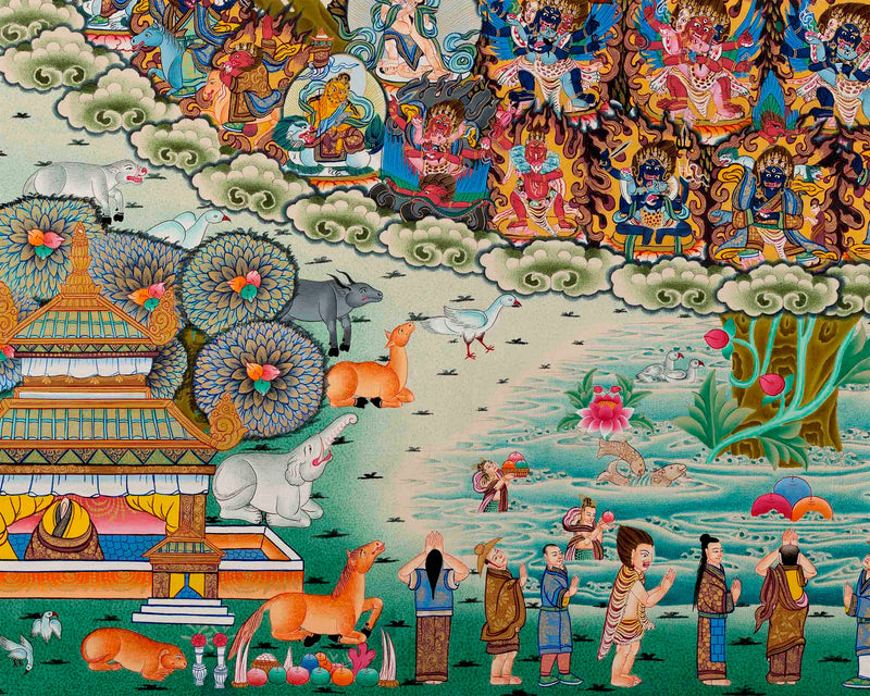 Guru Rinpoche Lineage Tree | Large Thangka Painting