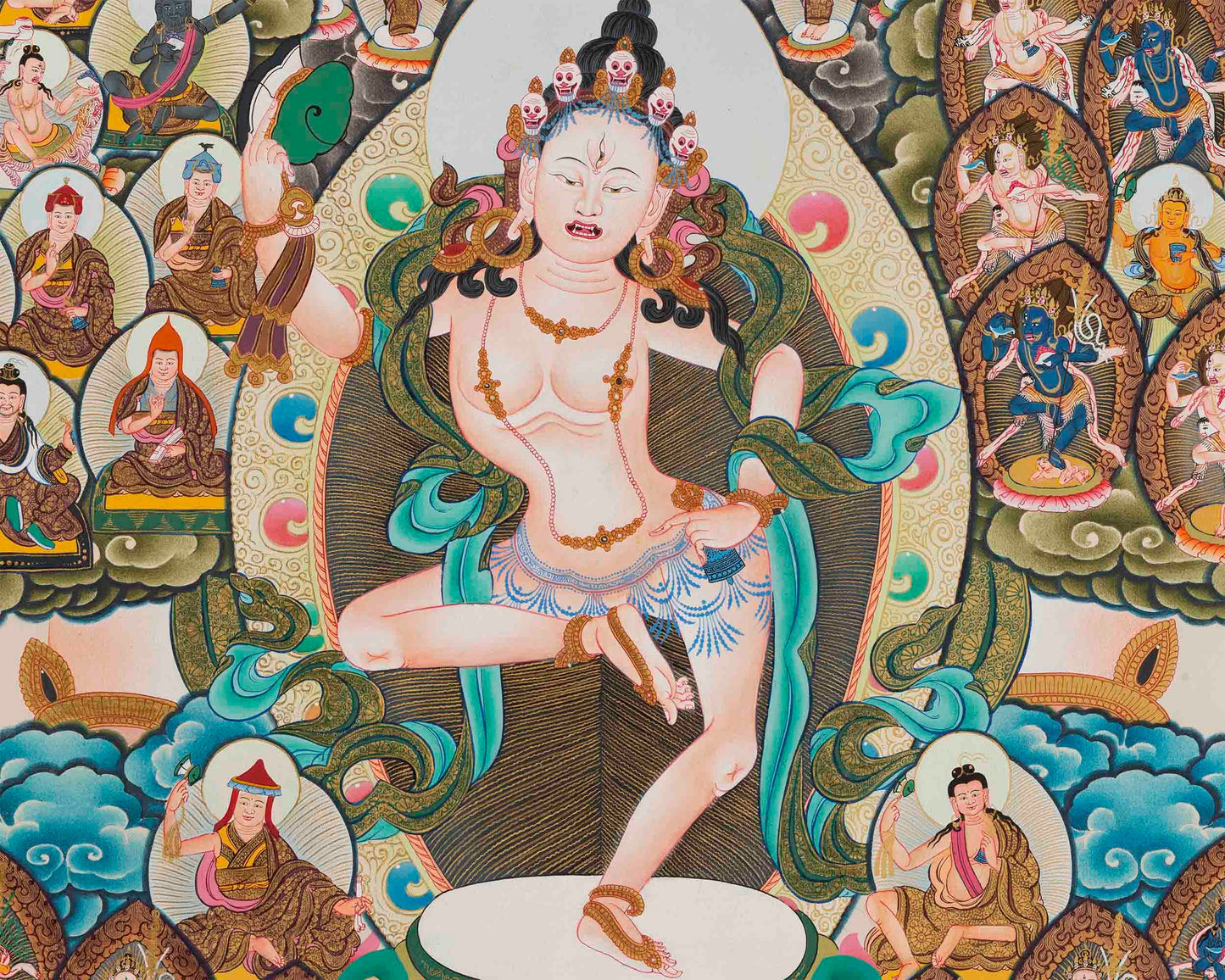 Hand-Painted Machiq Labdron Lineage Tree Thangka | High-Quality Thangka Painting