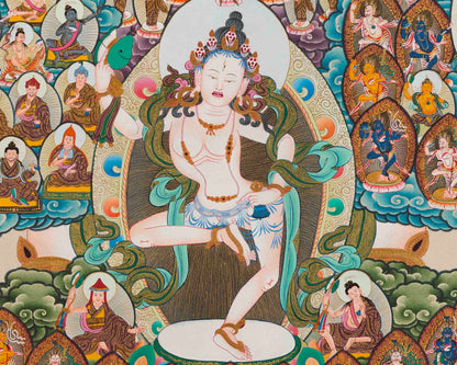 Hand-Painted Machiq Labdron Lineage Tree Thangka | High-Quality Thangka Painting