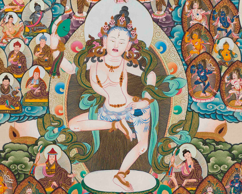 Hand-Painted Machiq Labdron Lineage Tree Thangka | High-Quality Thangka Painting