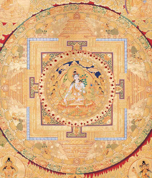 White Tara Mandala | Buddhist Thangka Painting | 24K Gold Himalayan Art