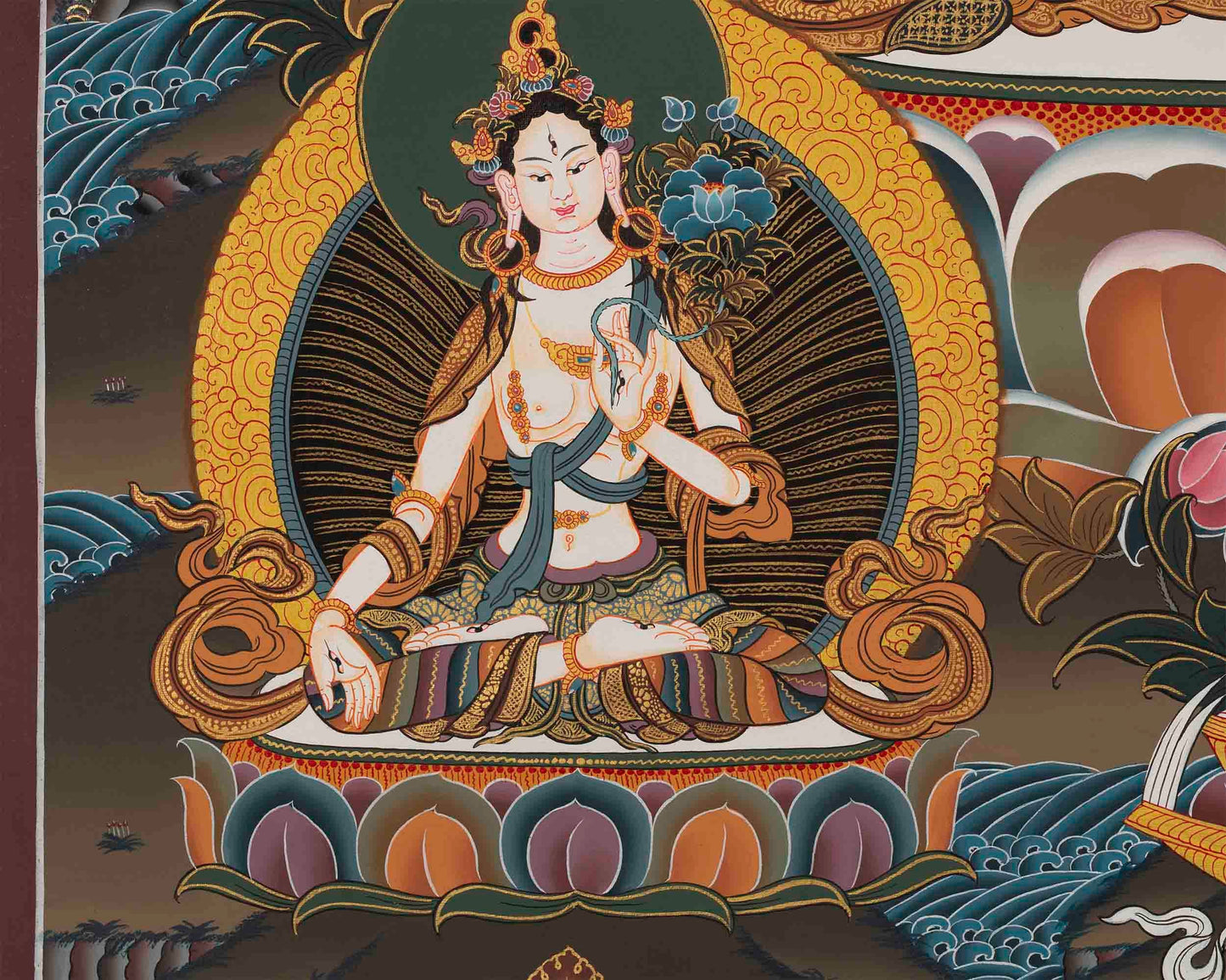 High-Quality Amitayus Buddha Thangka Painting | Buddha Aparamita Thangka Gift