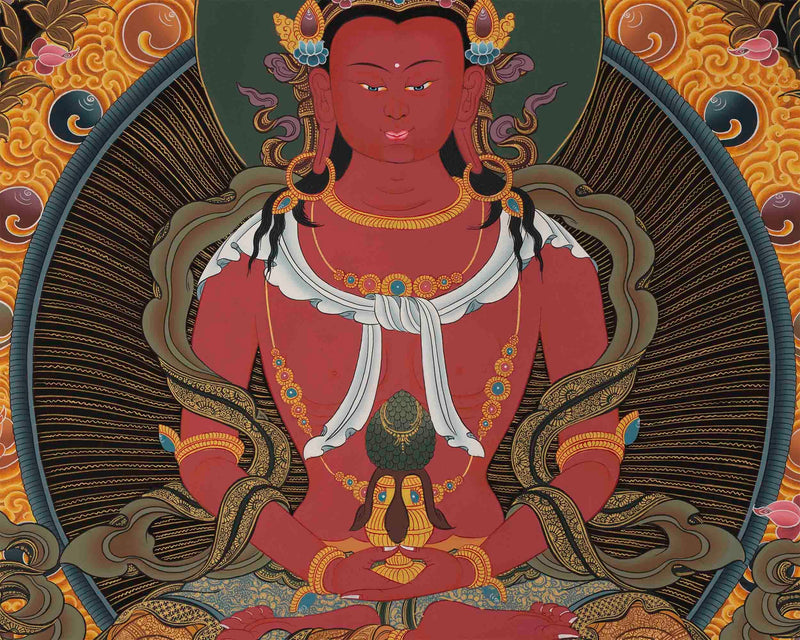 High-Quality Amitayus Buddha Thangka Painting | Buddha Aparamita Thangka Gift