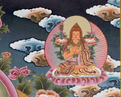 Big White Tara Thangka | Surrounded by Amitayus, Tsongkhapa, Shakyamuni, Guru Rinpoche |