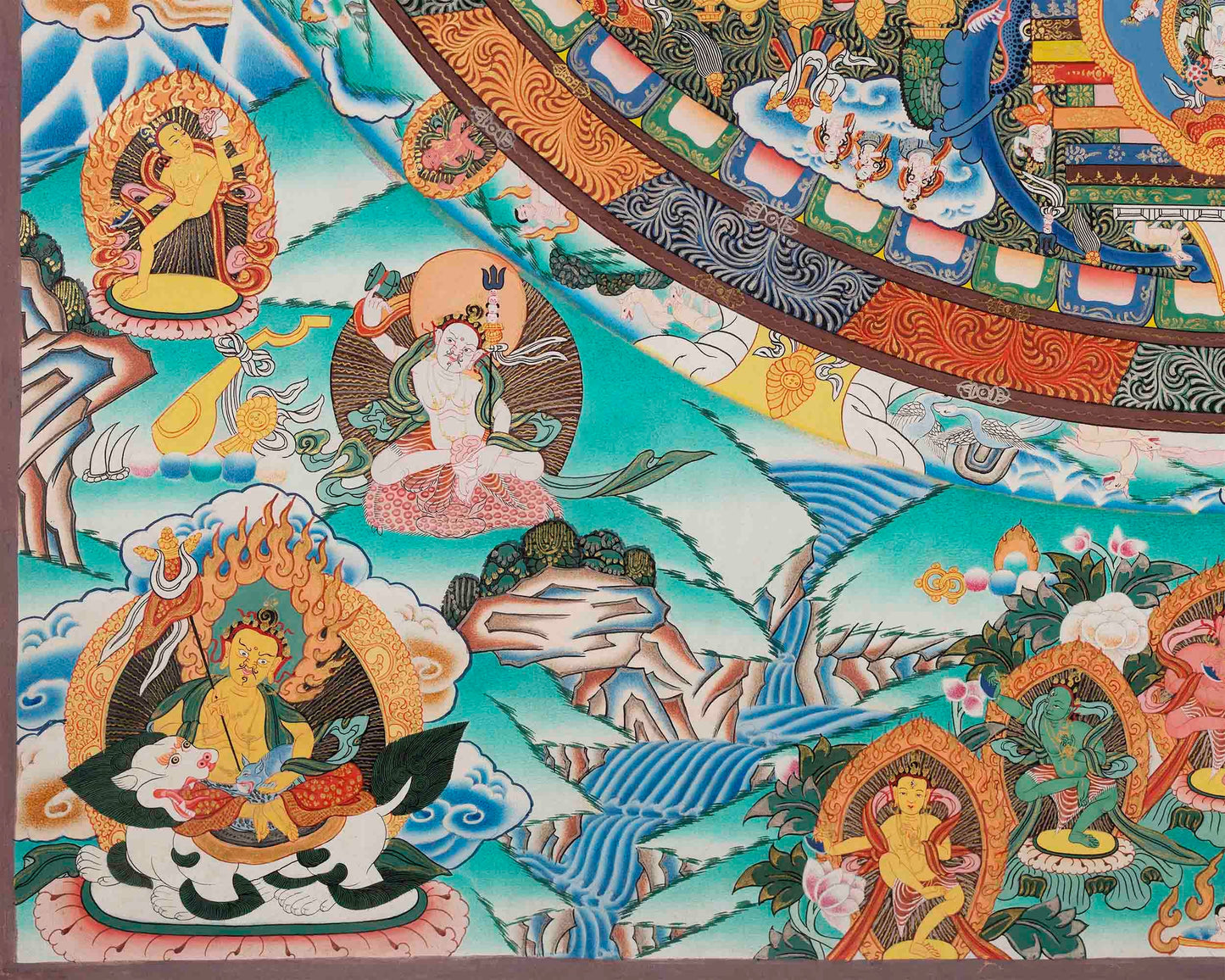 Big 4 Armed Chenrezig Mandala Thangka | Surrounded by Bodhisattvas