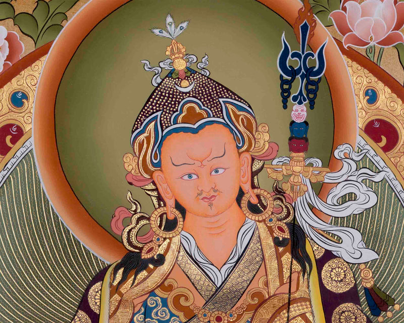 Guru Rinpoche/Guru Padmasambhava Thangka | Tibetan Wall Arts | Handmade Thangka For Home and Office Decor |