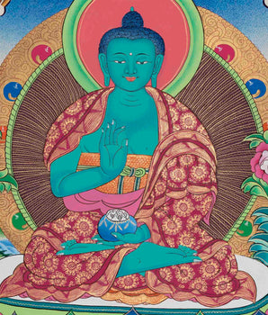 Original Hand-Painted Amogsiddhi Thangka | Tibetan Buddhist Thangka |