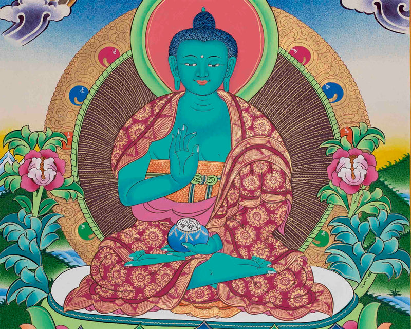 Original Hand-Painted Amogsiddhi Thangka | Tibetan Buddhist Thangka |