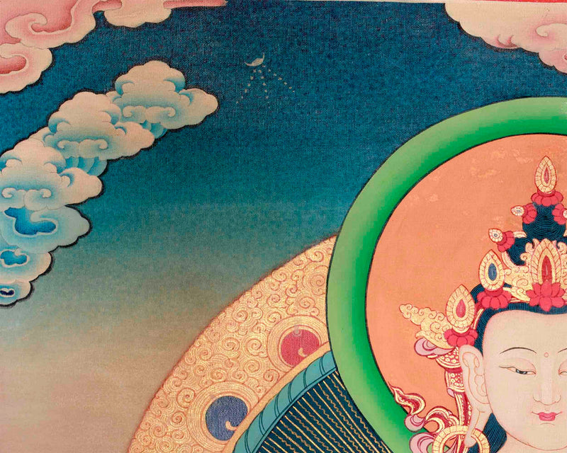 Original Hand-Painted Four Armed Chengrezig Thangka | Bodhisattva of Compassion |