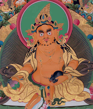 Original Handcrafted Dzambala Thangka Painting | Wealth Deity | Best for the House Warming Gifts | Spiritual Arts | Compassion Yoga