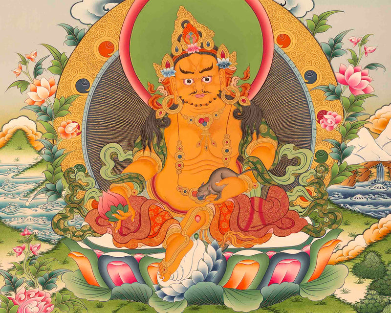 High-Quality Dzambala Thangka | God of Wealth