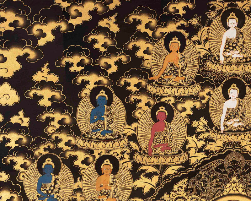 Shakyamuni Buddha with 35 Buddhas of Confession | Tibetan Thanka | Supreme Wisdom |