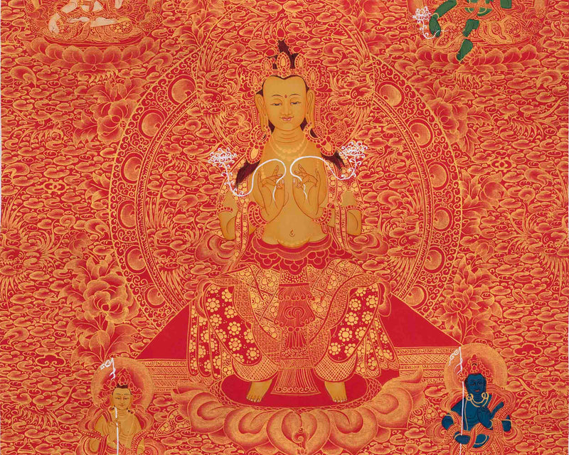 Original Handcrafted Maitreya Buddha Thangka | Future Buddha |