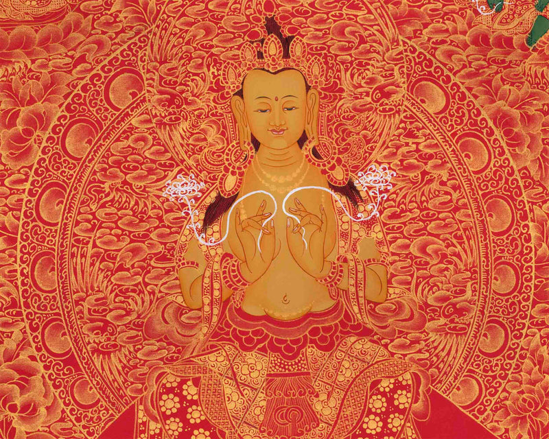 Original Handcrafted Maitreya Buddha Thangka | Future Buddha |