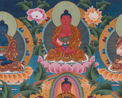 1000 Armed Chengrezig | Surrounded by 5 Buddhas, Manjushri, and Vajrapani |