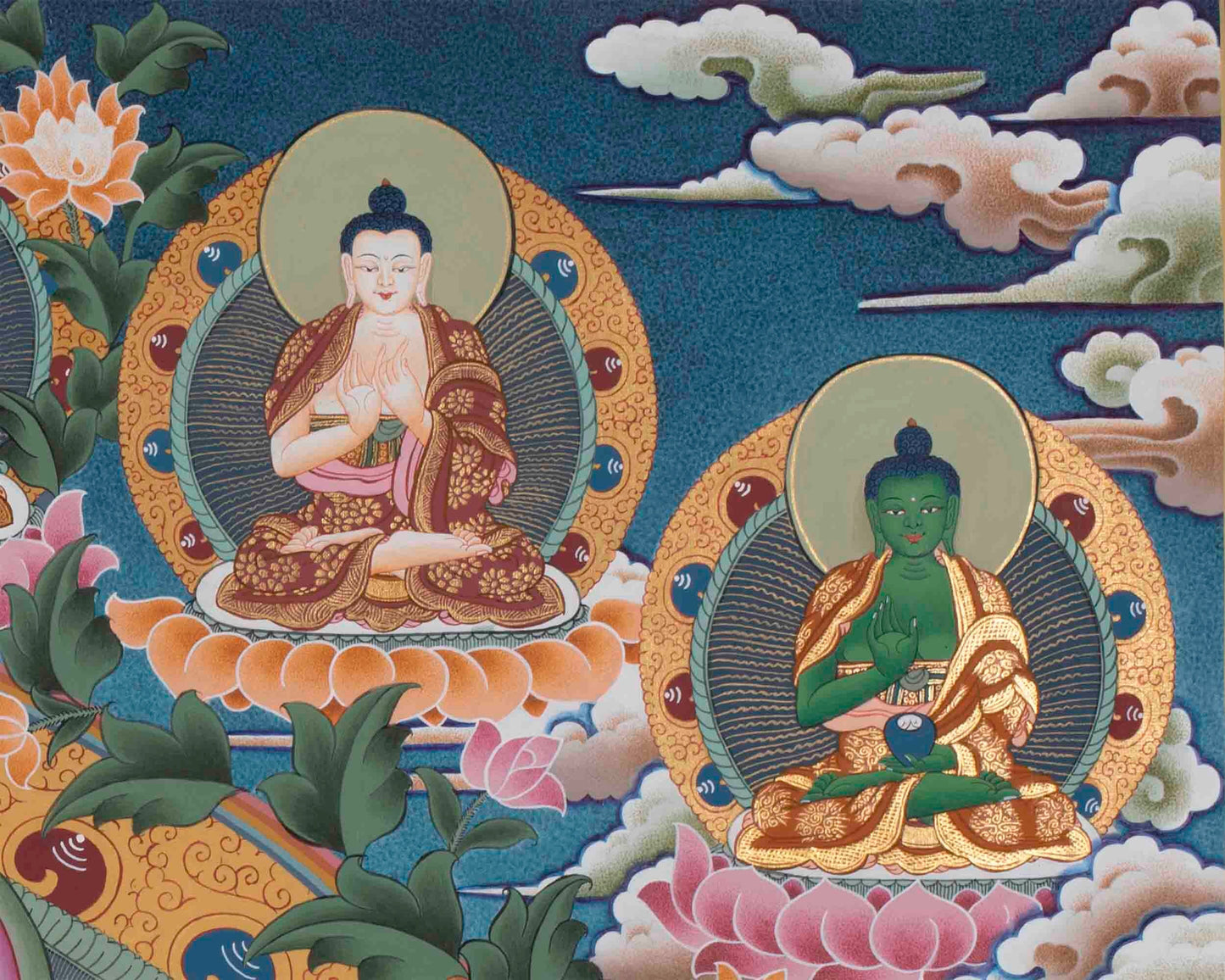 1000 Armed Chengrezig | Surrounded by 5 Buddhas, Manjushri, and Vajrapani |