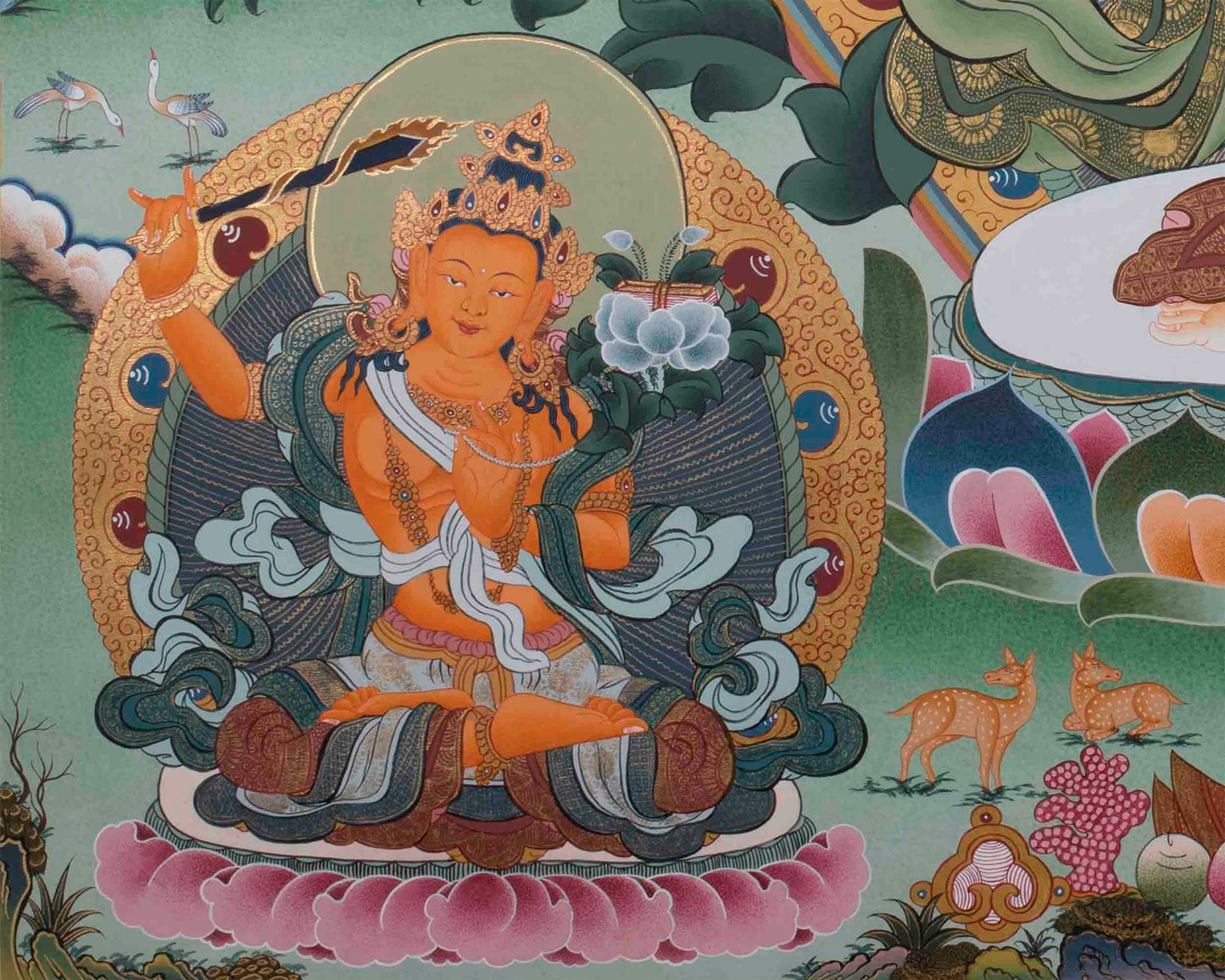 1000 Armed Chengrezig | Surrounded by 5 Buddhas, Manjushri, and Vajrapani |