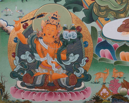 1000 Armed Chengrezig | Surrounded by 5 Buddhas, Manjushri, and Vajrapani |