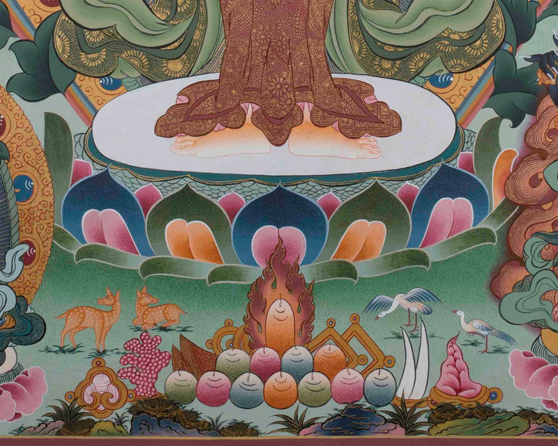 1000 Armed Chengrezig | Surrounded by 5 Buddhas, Manjushri, and Vajrapani |