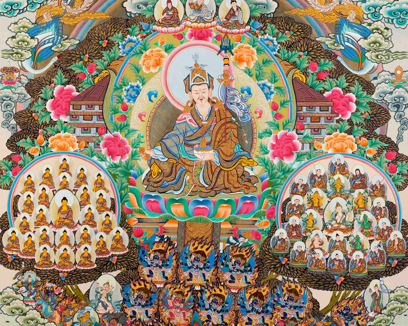 Guru Rinpoche Lineage Tree | Large Thangka Painting