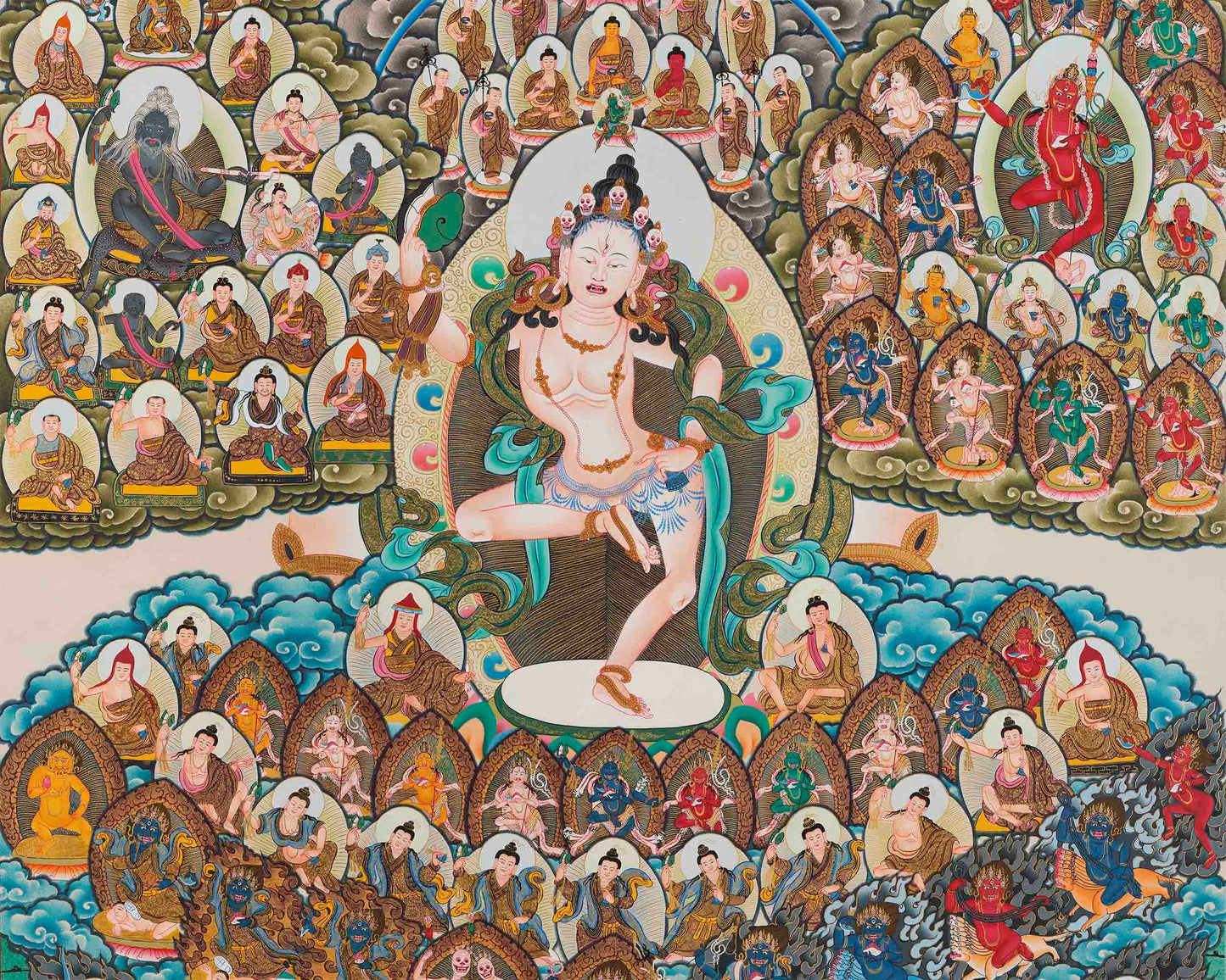 Hand-Painted Machiq Labdron Lineage Tree Thangka | High-Quality Thangka Painting