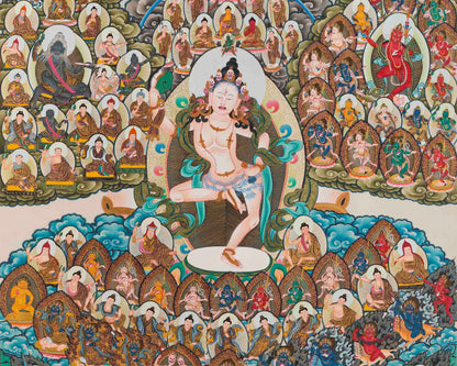 Hand-Painted Machiq Labdron Lineage Tree Thangka | High-Quality Thangka Painting